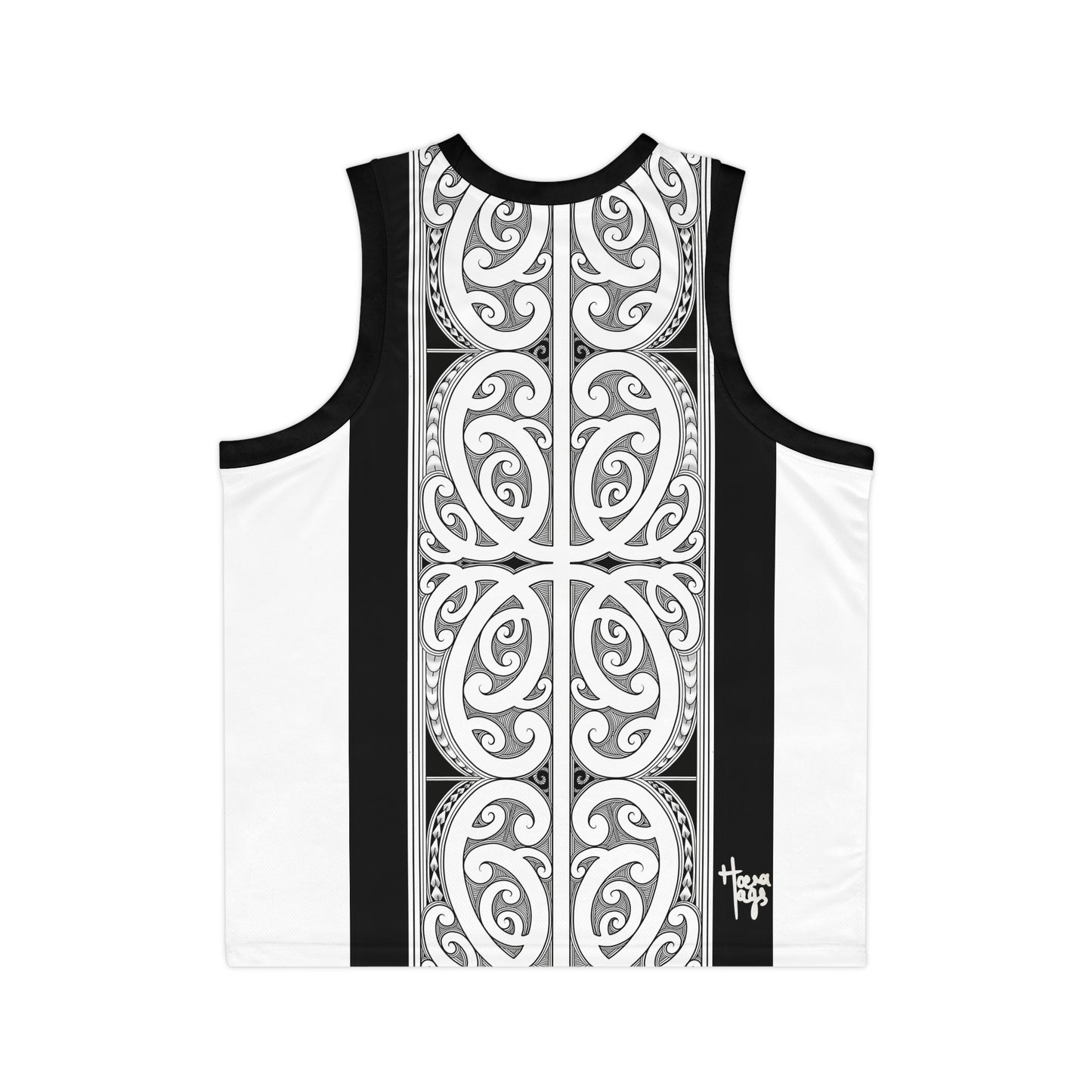 Kōwhaiwhai Basketball Jersey — Black & White