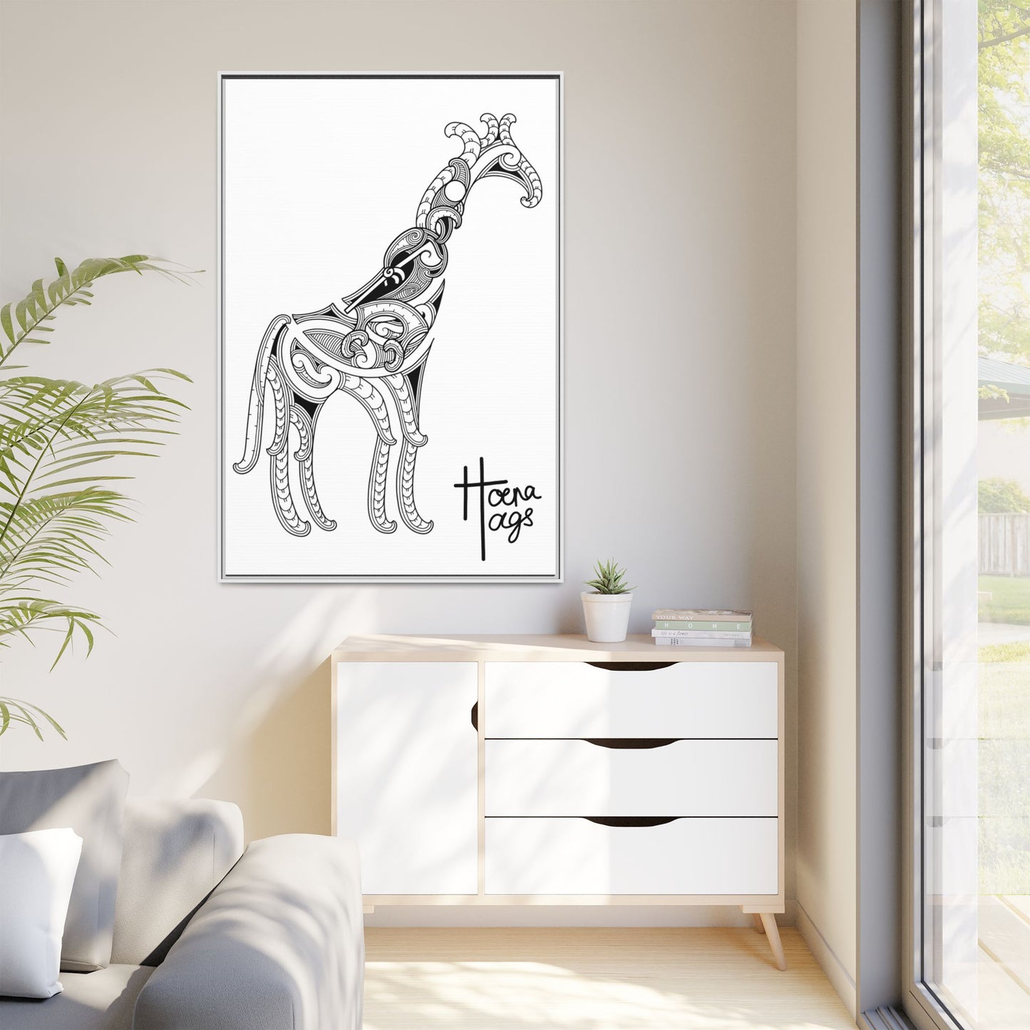 Framed Giraffe Kirituhi Matte Canvas Print
