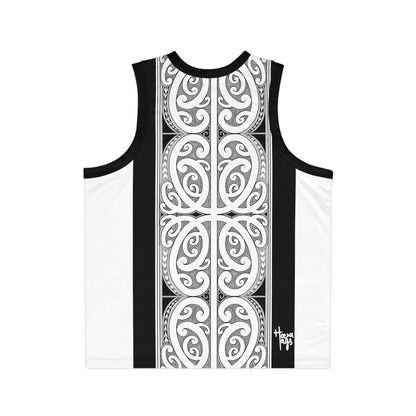 Kōwhaiwhai Basketball Jersey — Black & White