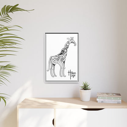 Framed Giraffe Kirituhi Matte Canvas Print