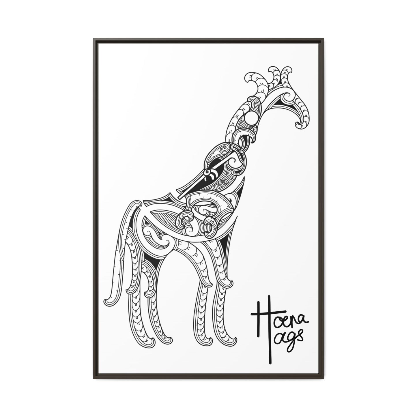 Framed Giraffe Kirituhi Matte Canvas Print