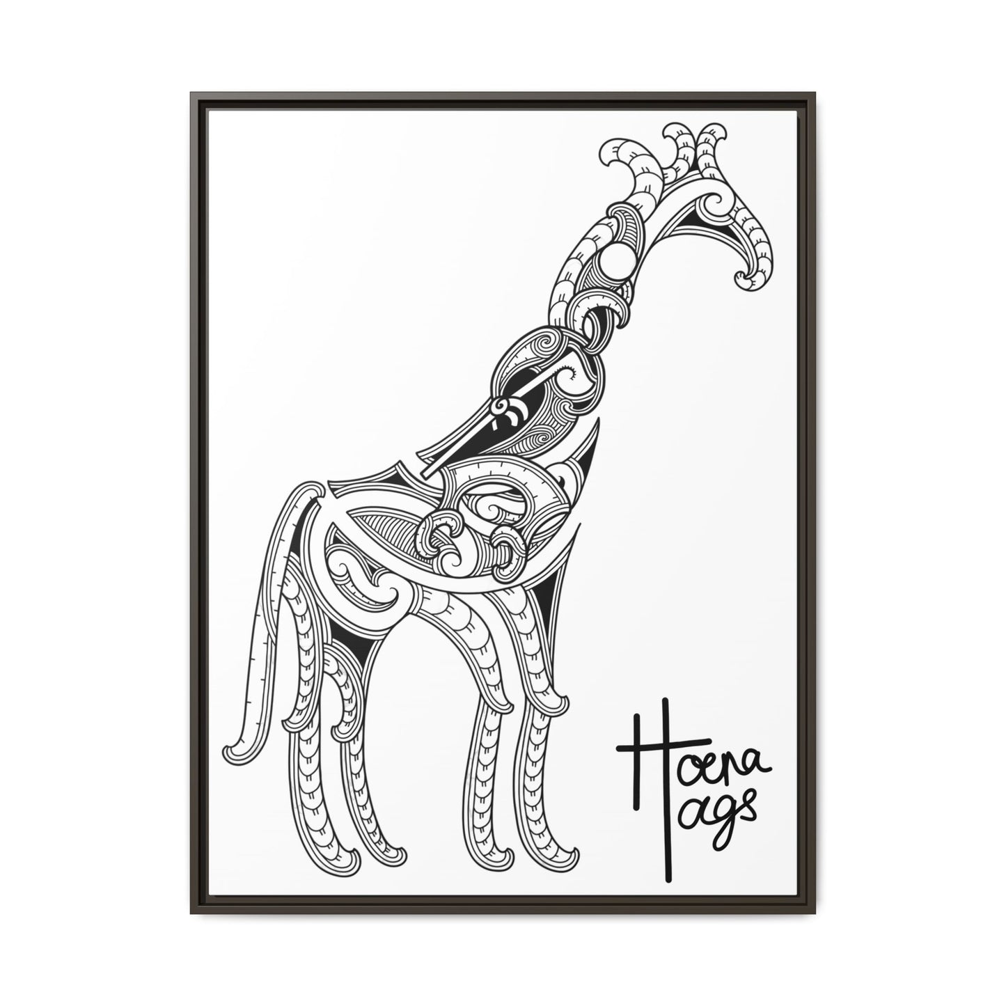 Framed Giraffe Kirituhi Matte Canvas Print