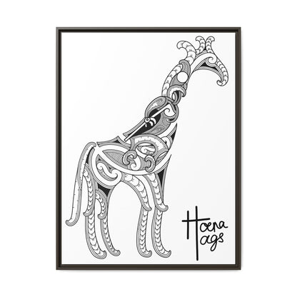 Framed Giraffe Kirituhi Matte Canvas Print