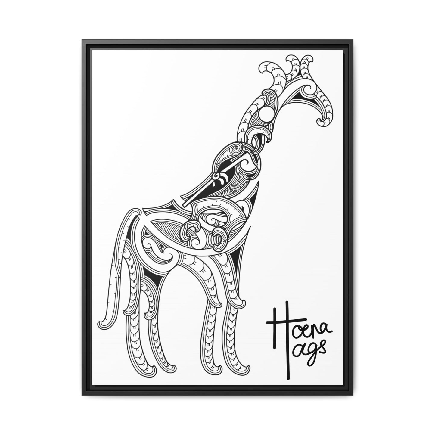 Framed Giraffe Kirituhi Matte Canvas Print