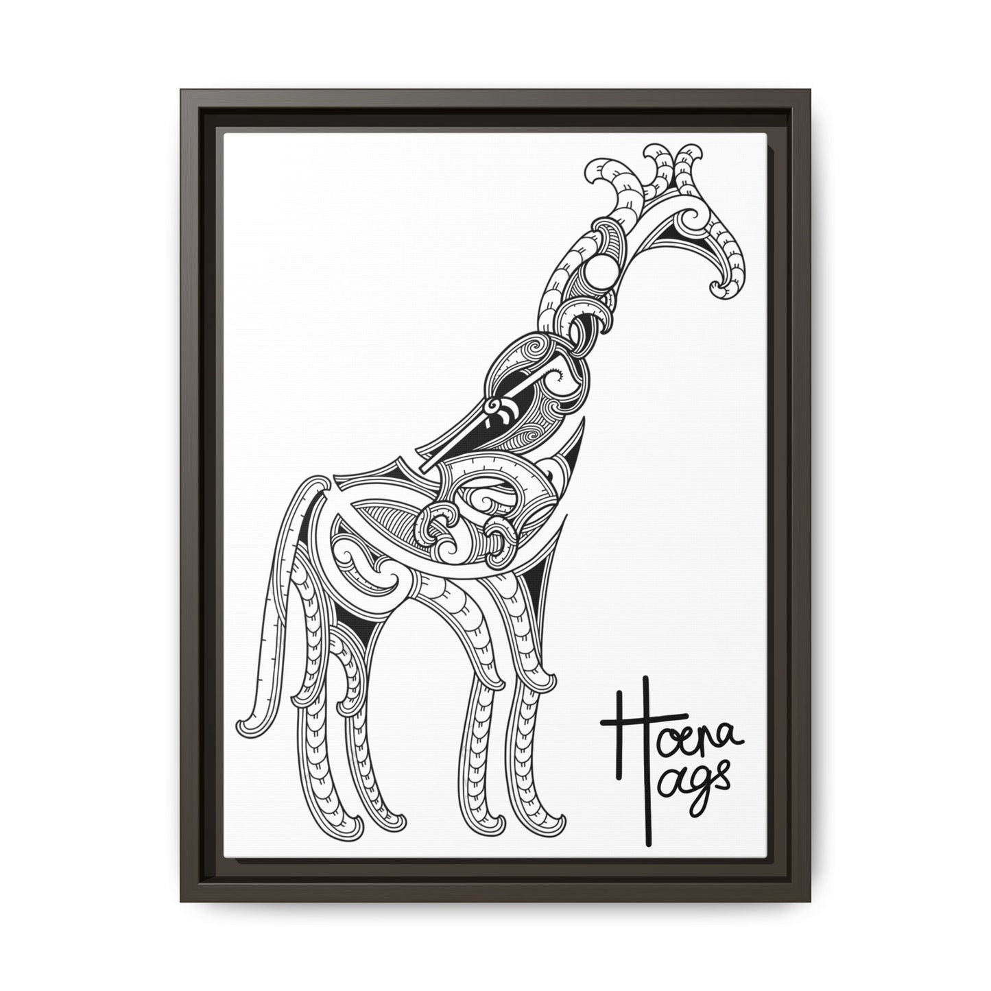 Framed Giraffe Kirituhi Matte Canvas Print