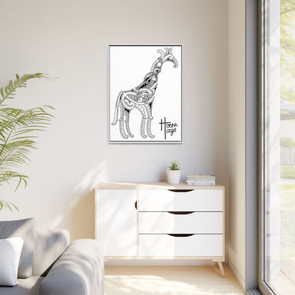 Framed Giraffe Kirituhi Matte Canvas Print