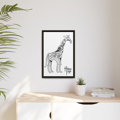 Framed Giraffe Kirituhi Matte Canvas Print