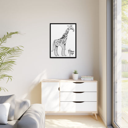 Framed Giraffe Kirituhi Matte Canvas Print