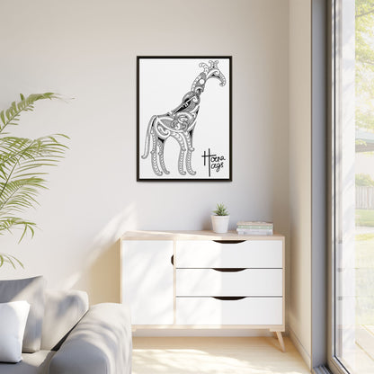 Framed Giraffe Kirituhi Matte Canvas Print