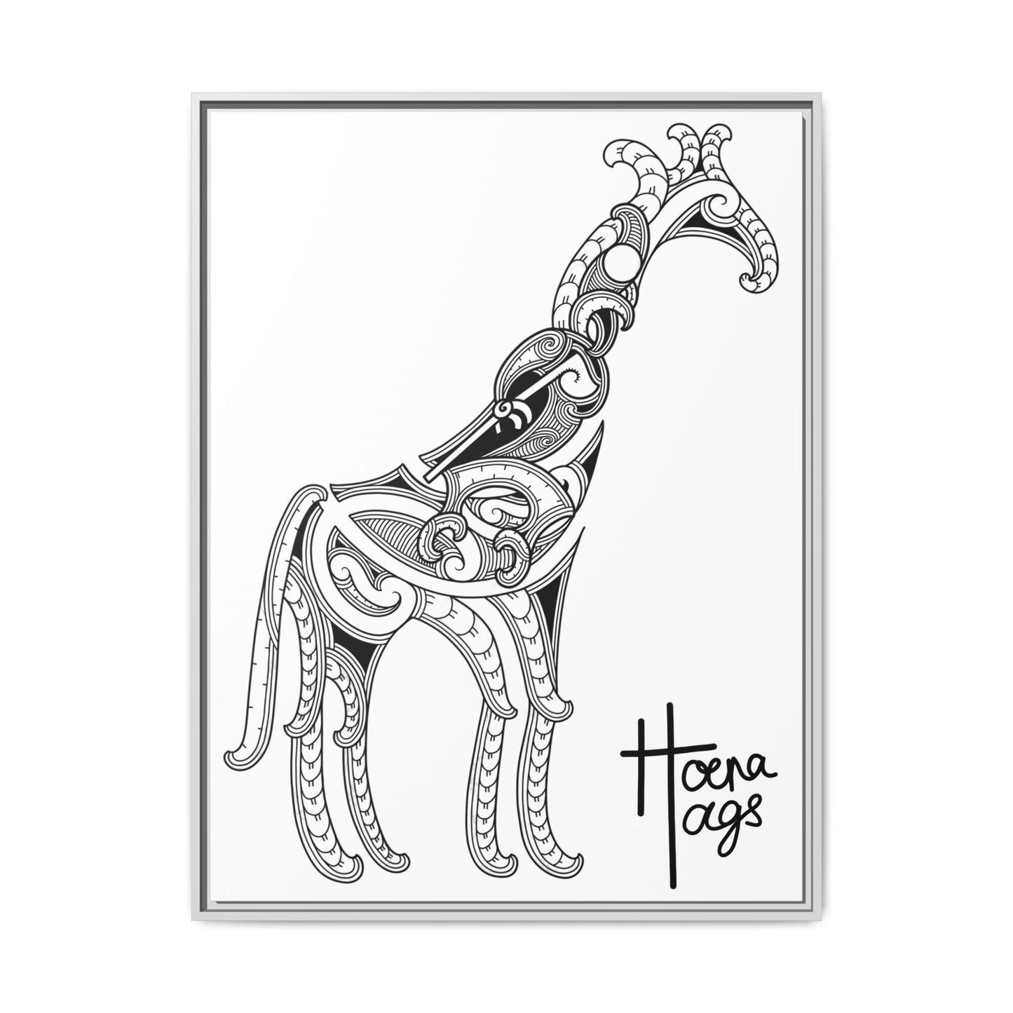 Framed Giraffe Kirituhi Matte Canvas Print