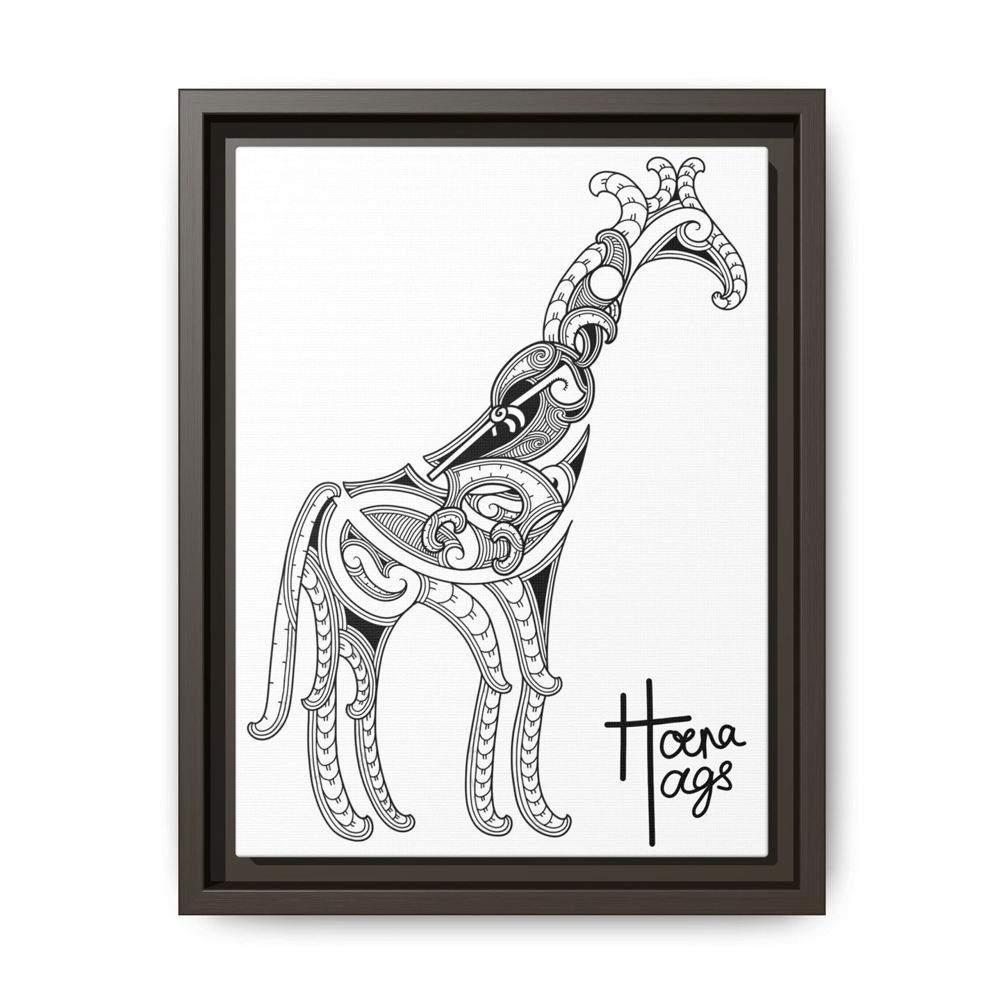 Framed Giraffe Kirituhi Matte Canvas Print