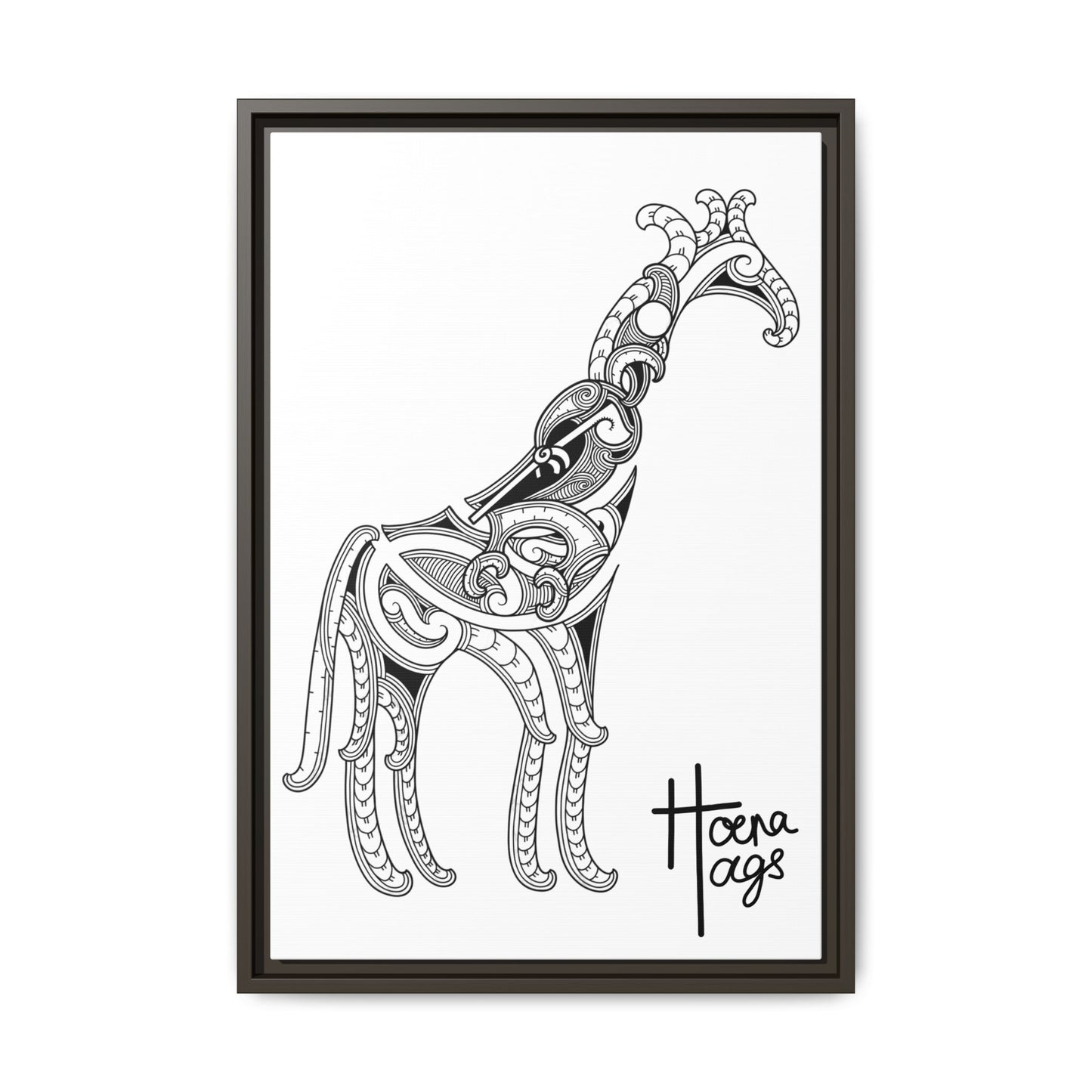 Framed Giraffe Kirituhi Matte Canvas Print