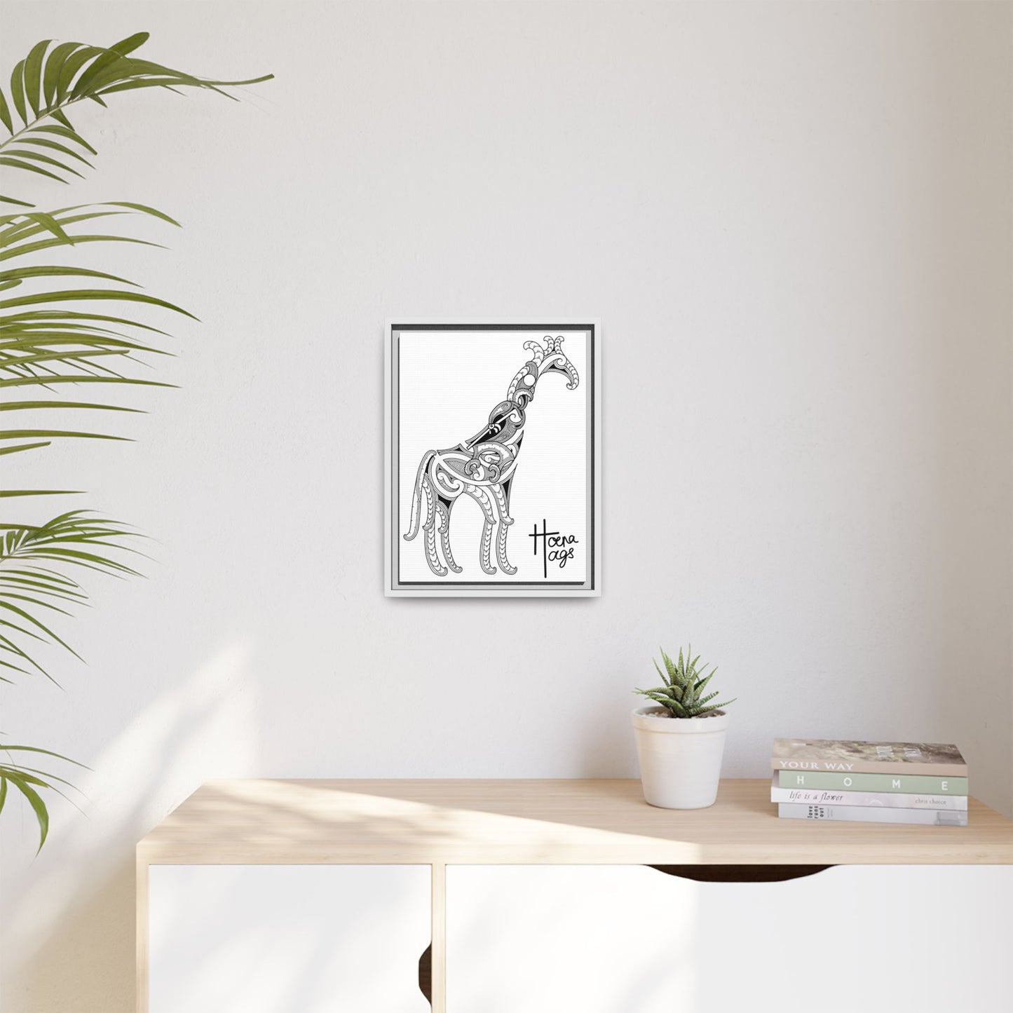 Framed Giraffe Kirituhi Matte Canvas Print