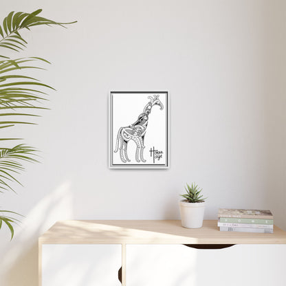Framed Giraffe Kirituhi Matte Canvas Print