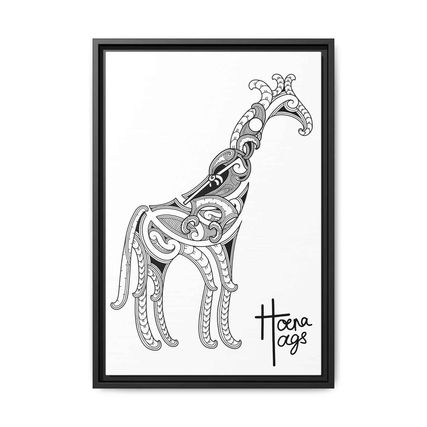 Framed Giraffe Kirituhi Matte Canvas Print