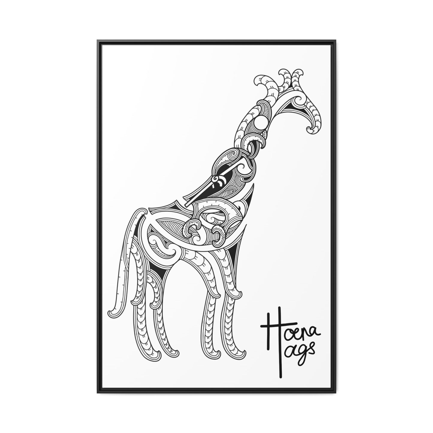 Framed Giraffe Kirituhi Matte Canvas Print